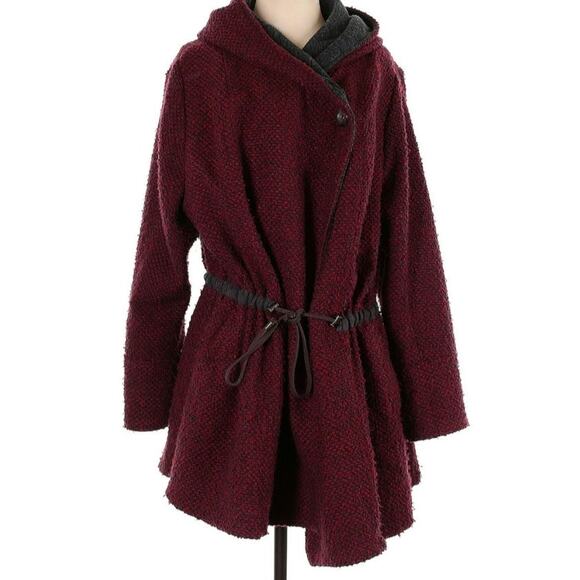 Free People Small Red Satellite Heavy Tweed Coat Jacket - Picture 2 of 7